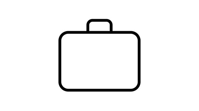 Business growth chart and graph animation inside a briefcase icon on white background