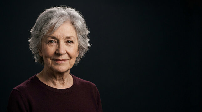 Serene senior woman's portrait, radiating wisdom and strength, embodying the essence of mental health and emotional well-being in all stages