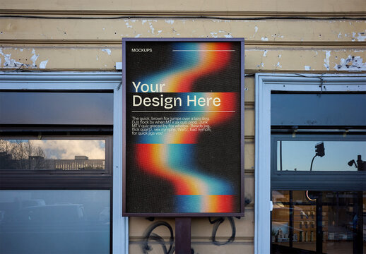 Mockup Of Customizable Vertical Billboard On Rome Street