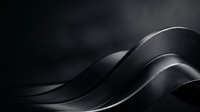 Sleek black carbon fiber texture with smooth curved lines