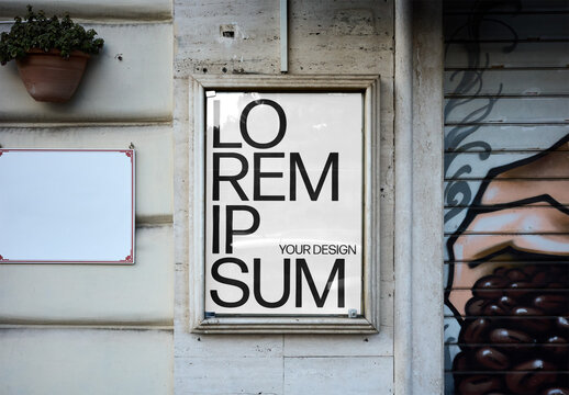 Mockup Of Customizable Poster In Outdoor Frame, Rome