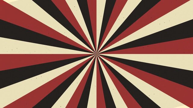 Retro sunburst pattern with red black and cream stripes for graphic design layout