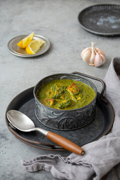 Vegetarian palak paneer spinach and cheese curry