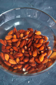 Almonds soaked in water