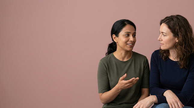 A sincere and empathetic discussion between two women, emphasizing mutual support vital for nurturing emotional well-being and promoting positive mental health
