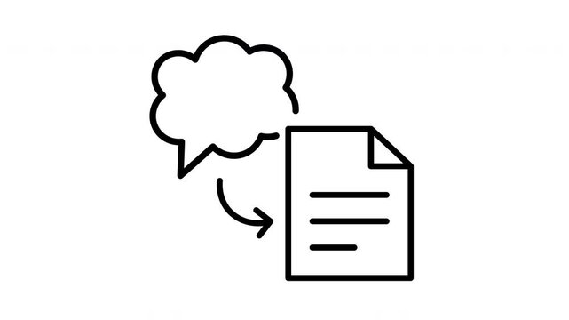 Animated cloud bubble document arrow pointer interface symbol outline icon 