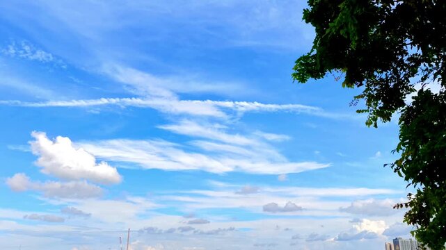 Natural sky background with soft white clouds, suitable for text