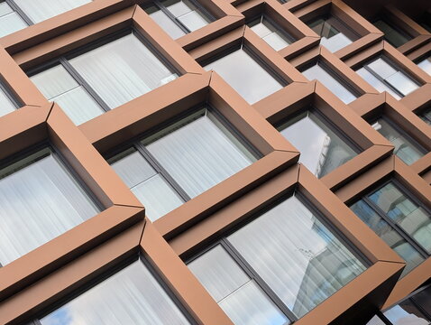 Modern Geometric Facade Reflective Window Pattern