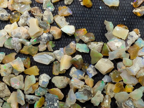 Raw Natural Opals Displaying Iridescent Fire