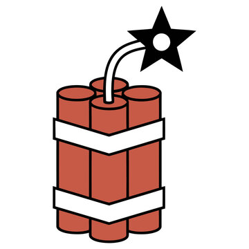 Dynamite sticks with fuse and star