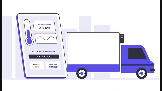 Refrigerated Delivery Truck With Real-Time Temperature Monitoring Dashboard.
