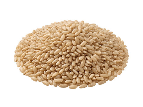 Heap of raw brown rice isolated on transparent background for healthy