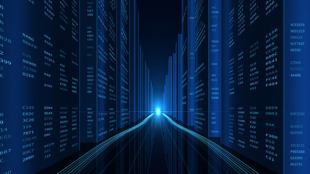 Futuristic Data Canyon Binary Grid for AI Infrastructure and Cybersecurity Tech Startup Video
