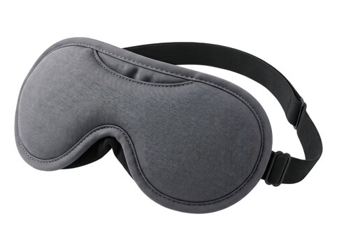 Comfortable grey sleep mask for restful nap or travel with eye night shade aid accessory cover personal care blindfold relaxation wellness darkness as PNG element