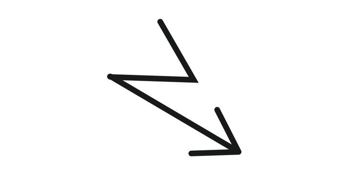 Hand-drawn style black zigzag arrow pointing down