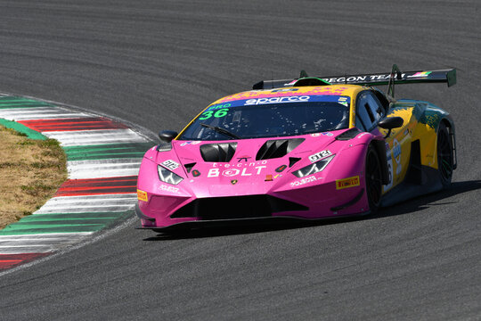 Scarperia, Italy - July 24th 2026: Lamborghini Huracan GT3 EVO 2 of team OREGON TEAM drive by Geraci-Luchetti in action during Italian Championship GT Endurance race event at Mugello Circuit.