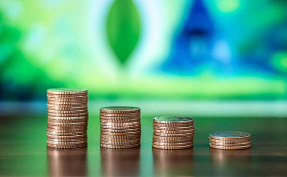 Saving money and account growth finance and banking business concept, Rows of coin stack, Save money for retirement