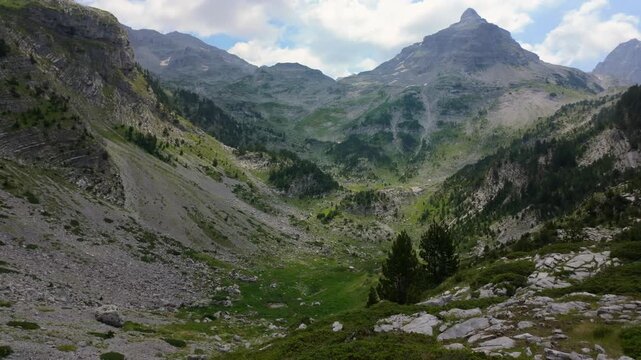 Scenic Mountain Valley on Trail to Maja Jezerc&euml; in Albania