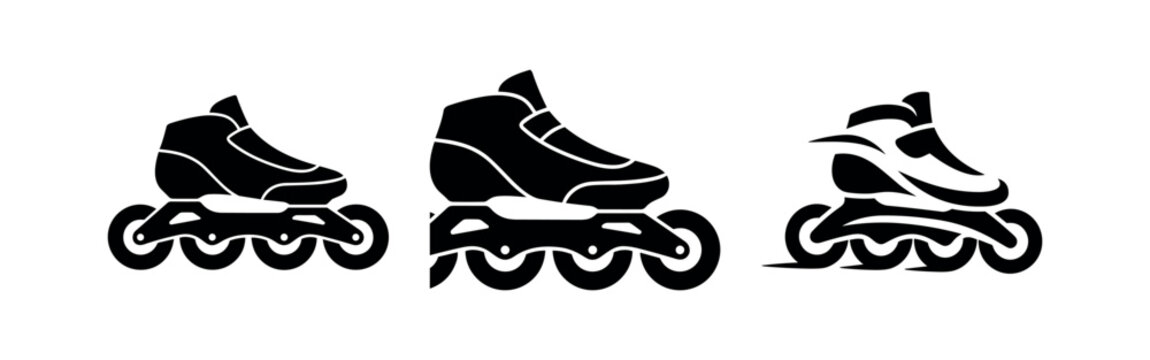 Sleek racing inline skate silhouettes for professional speed skating competition
