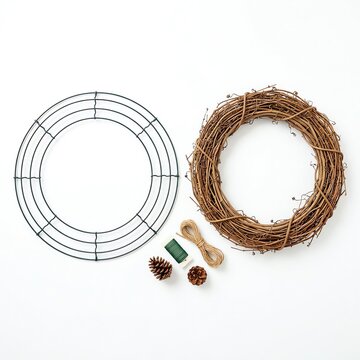 Craft Supplies for Making a Natural Wreath
