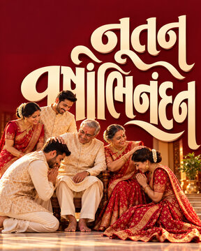 nutan varshabhinandan joyful family floor banner, happy gujarati new year family laughter poster, multi generational indian celebration greeting flyer, traditional festive saree kurta social media pos