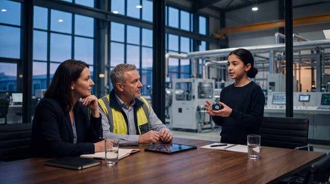 Young Middle Eastern Innovator Pitching Smart IoT Predictive Sensors to Industrial Directors