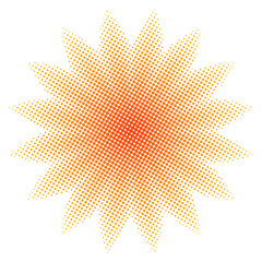 Orange comic halftone burst with spiky edges on transparent background © Aspia