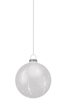 Silver Christmas Bauble With White Star Pattern Isolated On Transparent Background. Ideal for Seasonal Holiday Graphics and Festive Decorations