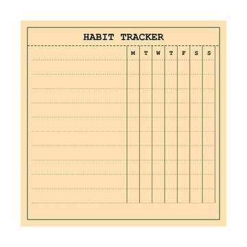 Weekly habit tracker template on a beige paper notepad sheet transparent background