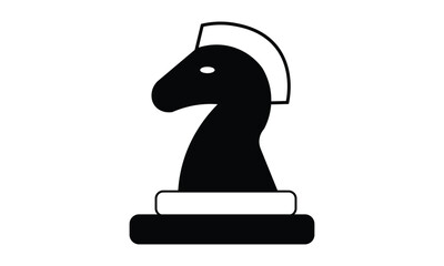 Chess Knight Piece Vector Icon in Black Silhouette Style for Board Game, Business Strategy, and Tactics Concept © Alexbro