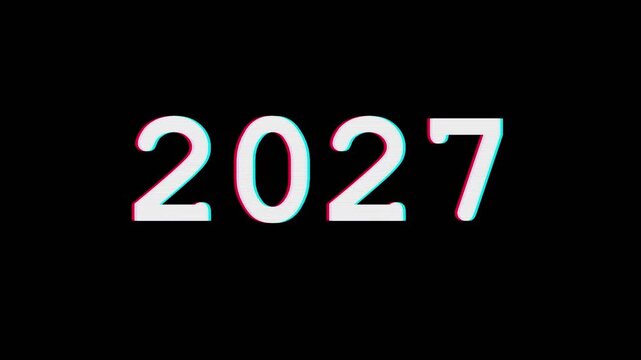 Digital glitch effect 2027 text with RGB split and scanlines