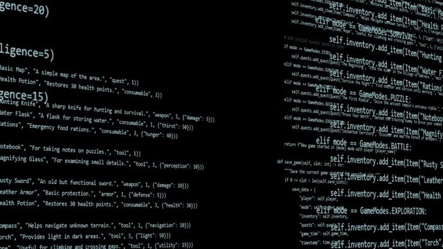 Ai code generator animation. Computer fast writing code html or css for quick job done. Promts and commands background