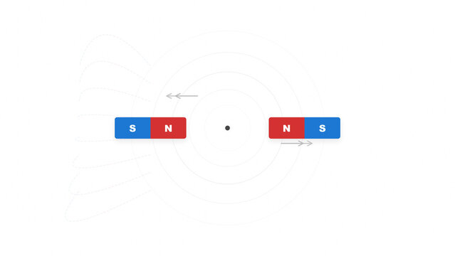 Magnet Magnetic Field Physics Repulsion Diagram with Opposing North Poles for Educational Science Lessons