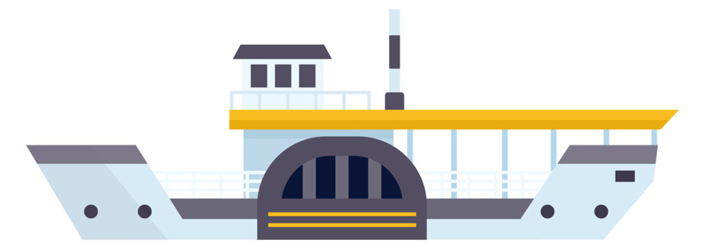 Steamboat icon. Retro marine transport. Cartoon ship