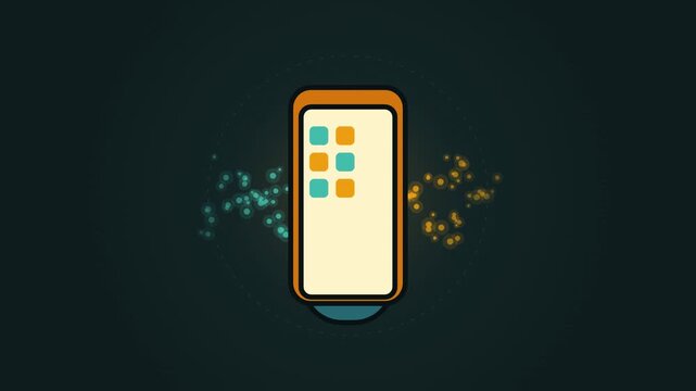 Retro rotary telephone morphing into modern smartphone flat animation