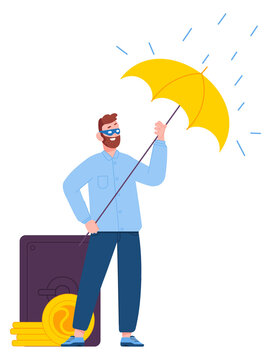 Financial guarantee. Money savings protection color mascot