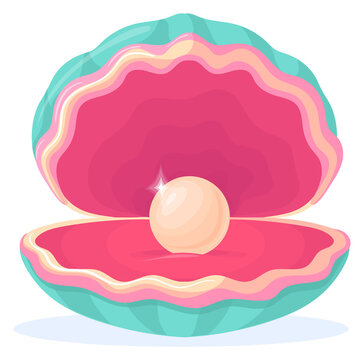 Pearl shell. Tropical ocean water treasure icon