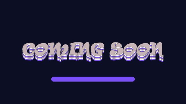 Coming soon text animation with Liquid Wave in purple and cyan gradient on deep navy background for product launch teasers announcements and trailers