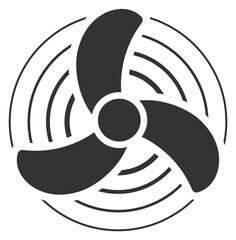 Air propeller black icon. Ventilation symbol. Rotor sign © vectortatu