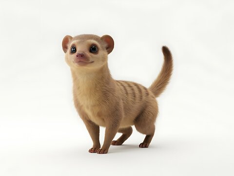 Cute tan mongoose standing upright with attentive expression