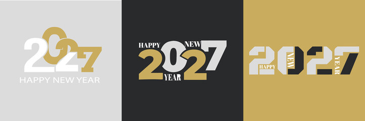 Happy New Year 2027 gold and white typography © Munna