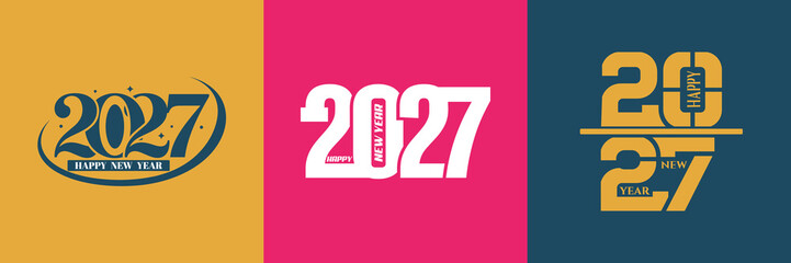 Happy New Year 2027 colorful typography banners © Munna
