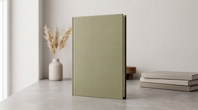 Green Hardcover Book Mockup in Home Interior. 