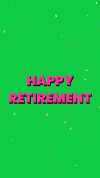 Happy Retirement 3D bold text animation on green screen