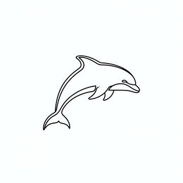 Minimalist One Line Art Drawing of a Playful Dolphin Leaping in the Ocean.