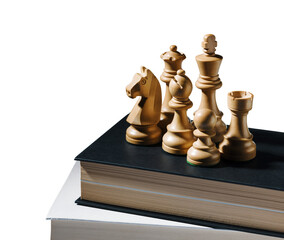 Chess Pieces on Stacked Hardcover Books for Educational Strategy © stokkete