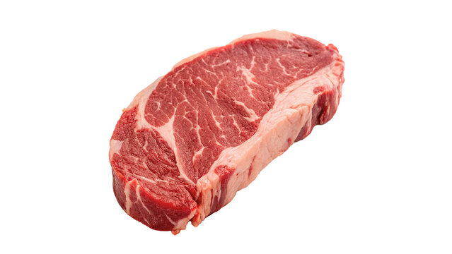 A fresh raw thick cut beef ribeye steak isolated on transparent background
