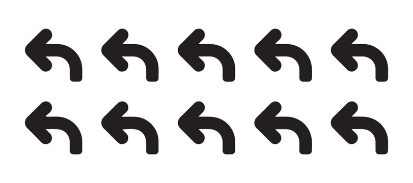 Black curved return arrow icons arranged in grid pattern for software undo and back action functions.