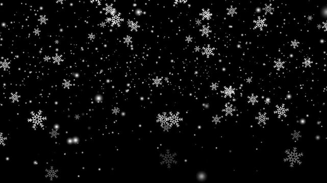 Abstract background Christmas with lighting, glittering, snowflake and particle dark and grain processed.
Animation with falling snowflakes.isolated snow backgrounds snowflake pattern loop.