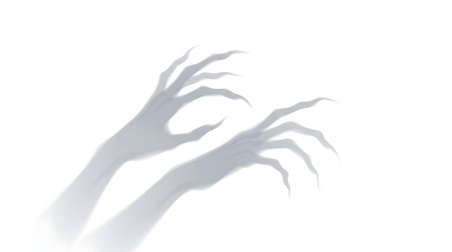 This chilling stark black silhouette of a clawing hand evokes the unsettling spirit of halloween with long sharp fingers reaching out from the darkness
